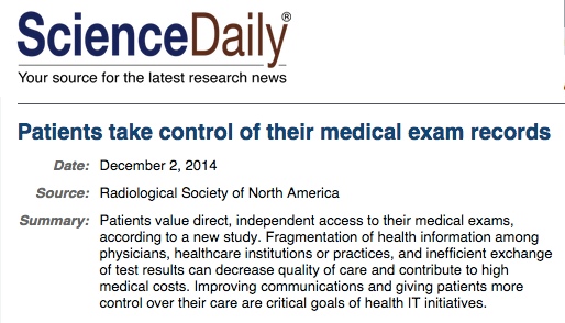 Screen capture of Science Daily headline