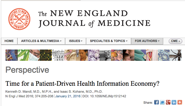 NEJM opens access – discuss! Time for a Patient-Driven Health Information Economy?