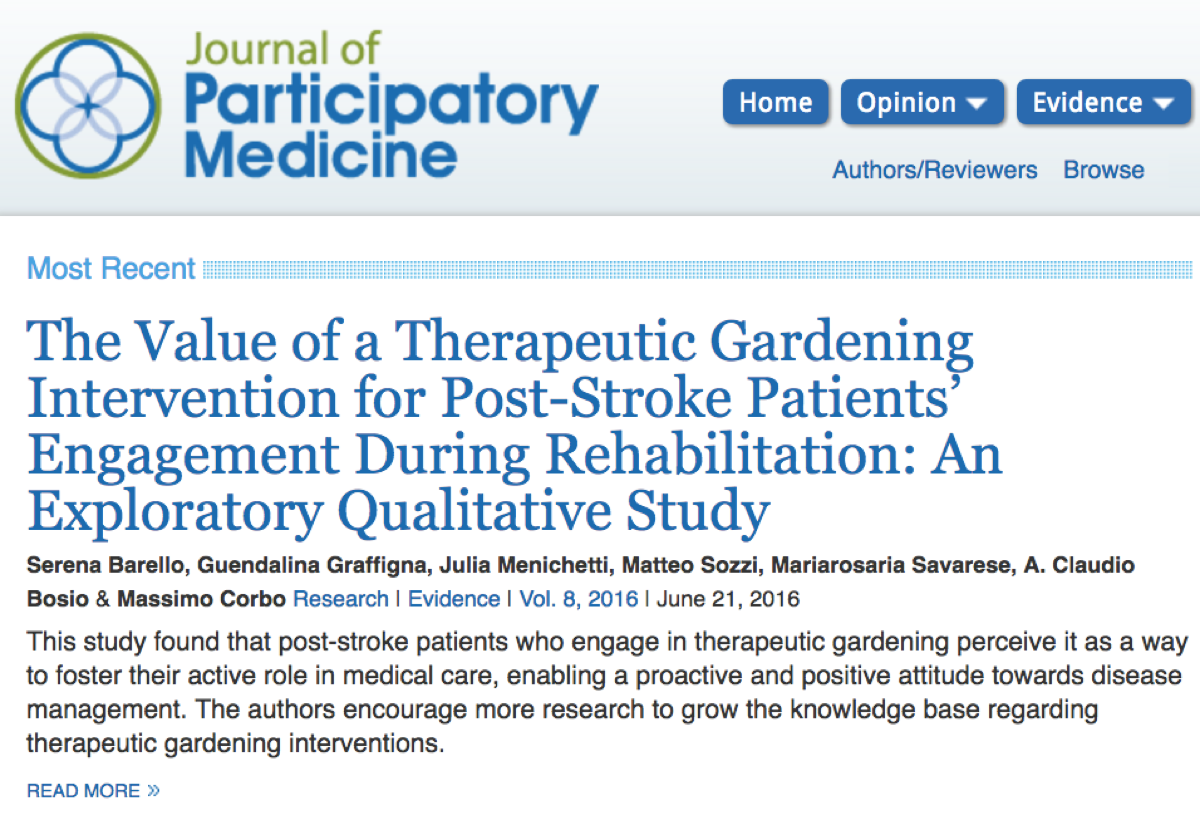 The Value of a Therapeutic Gardening Intervention for Post-Stroke Patients’ Engagement During Rehabilitation screen capture