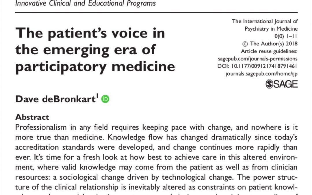 Lead article in influential journal proposes weaving participatory medicine into clinician education