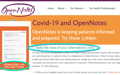 NEJM: OpenNotes/”OurNotes” releases its innovative pre-visit questionnaire for COVID-19 televisits