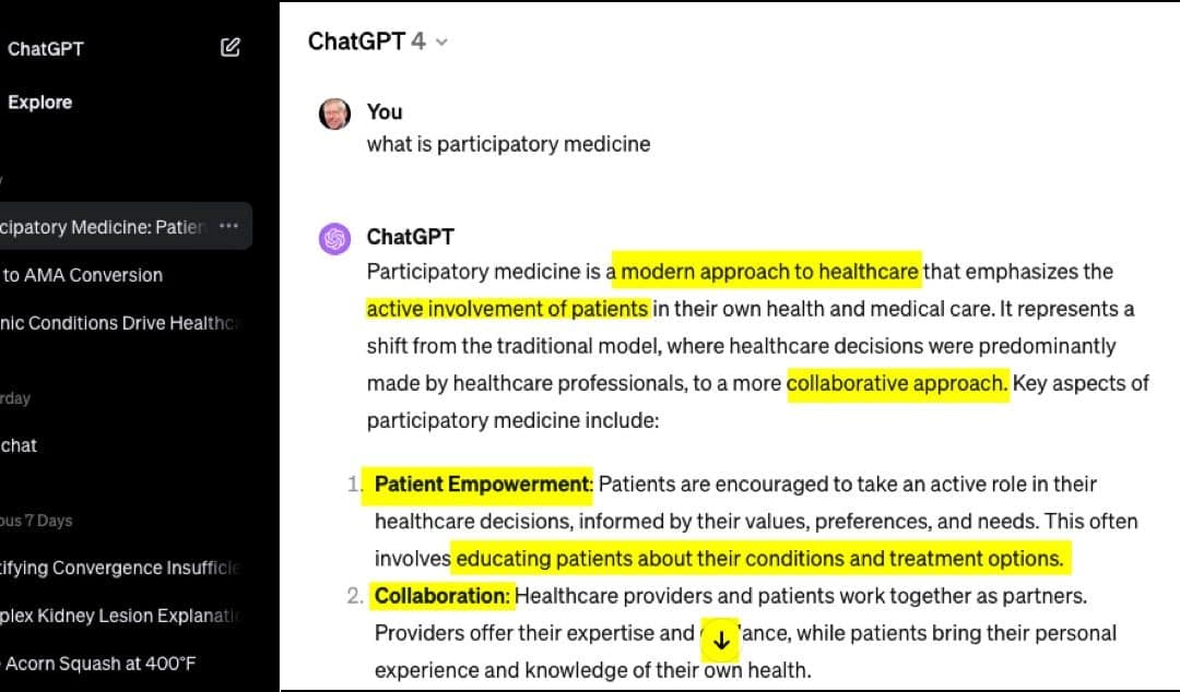 Hey ChatGPT, what’s Participatory Medicine?