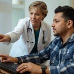 Doctor collaborating with patient