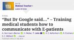 “Training medical students how to communicate with E-patients”
