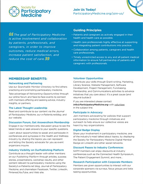 Society for Participatory Medicine Brochure | Society for Participatory ...